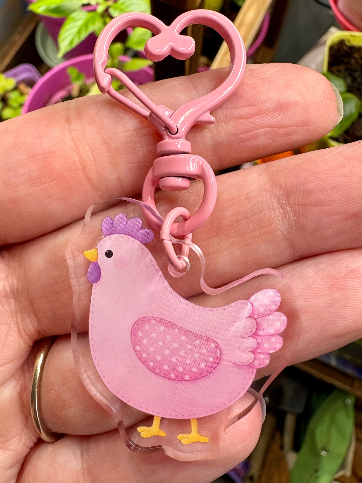 Pink Chicken Keychain