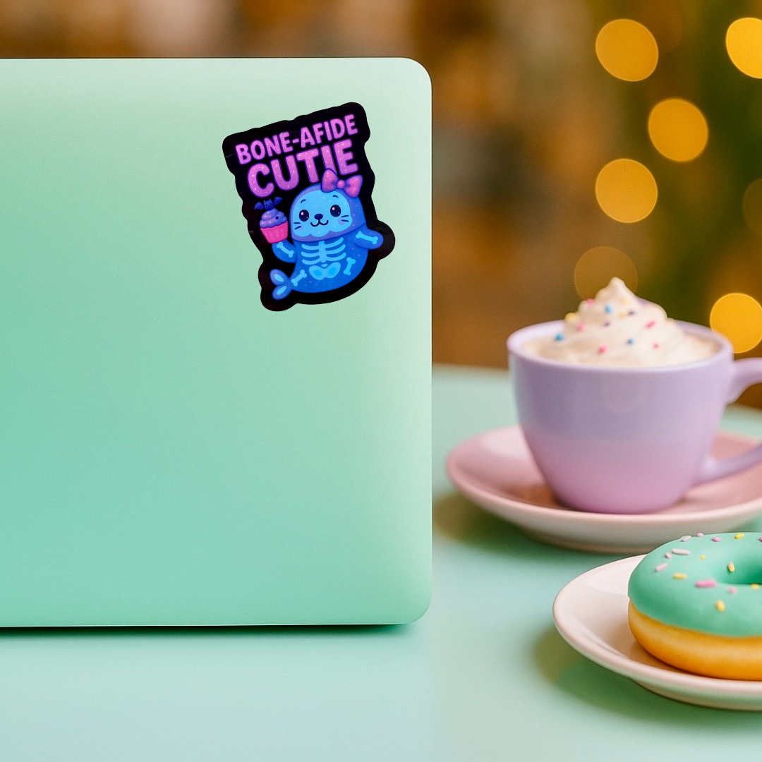 "Bone-Afide Cutie" Skeleton Seal Vinyl Sticker