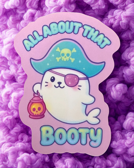 "All About That Booty" Pirate Seal Vinyl Sticker