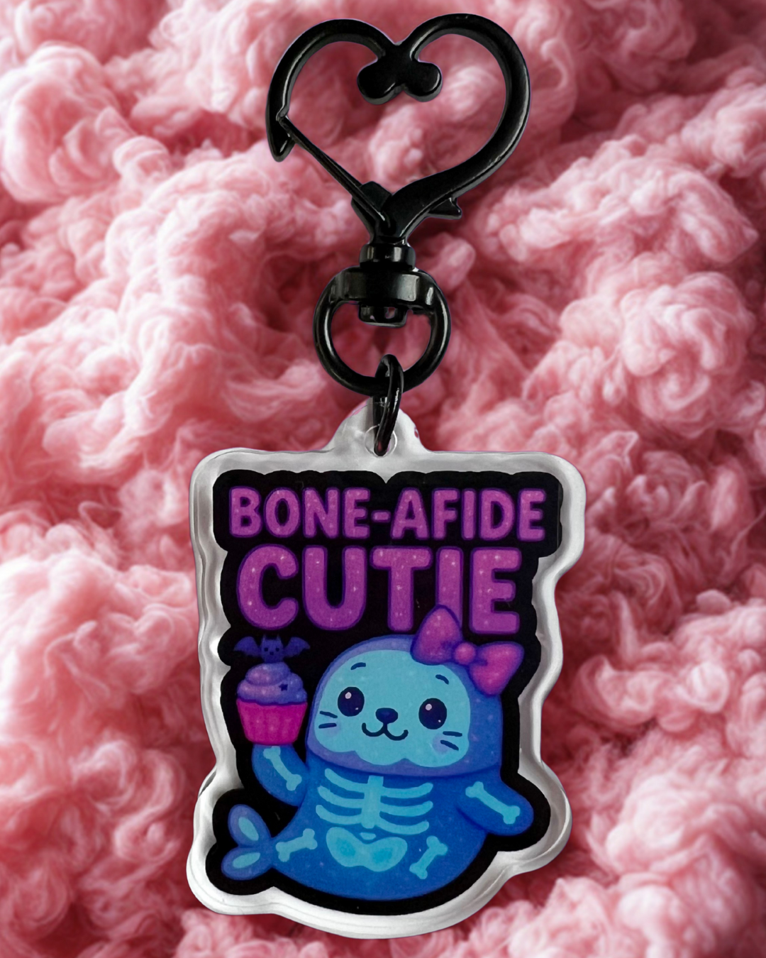 "Bone-Afide Cutie" Skeleton Seal Acrylic Keychain