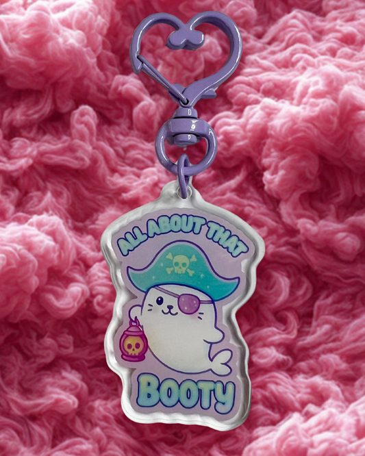 "All About That Booty" Pirate Seal Acrylic Keychain