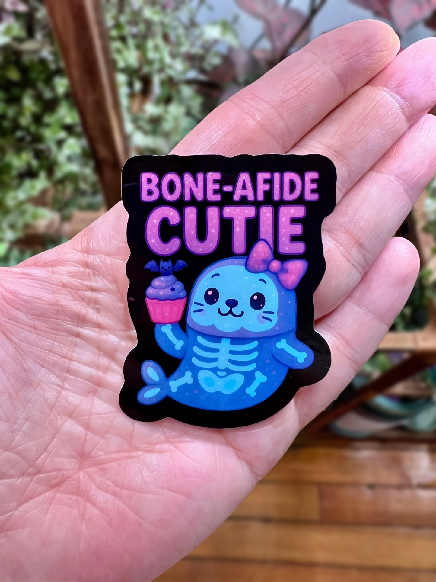 "Bone-Afide Cutie" Skeleton Seal Vinyl Sticker